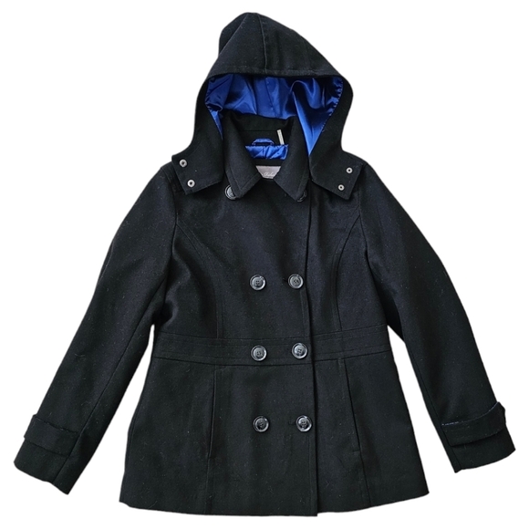 Marvin Richards pea coat with pockets and removable hood. Large - Picture 9 of 10